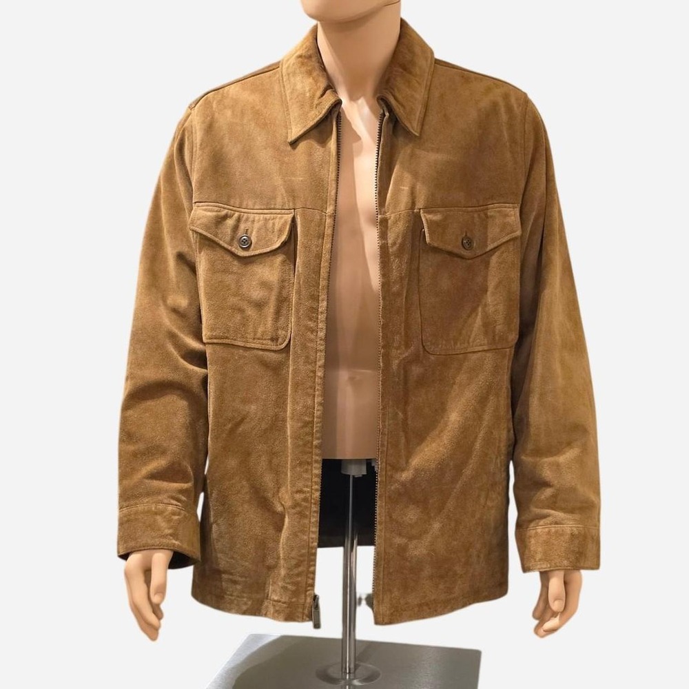 Vintage Gap men's jacket from 2003 in a warm tan/camel genuine Suede jacket
